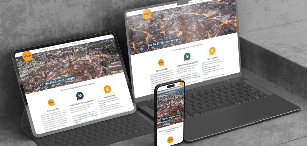 SESAM Webseite Mockup auf Laptop, Tablet und Smartphone